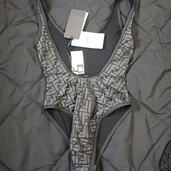 Authentic Fendi Gray Monogram One Piece Swimsuit - Picture 2 of 4